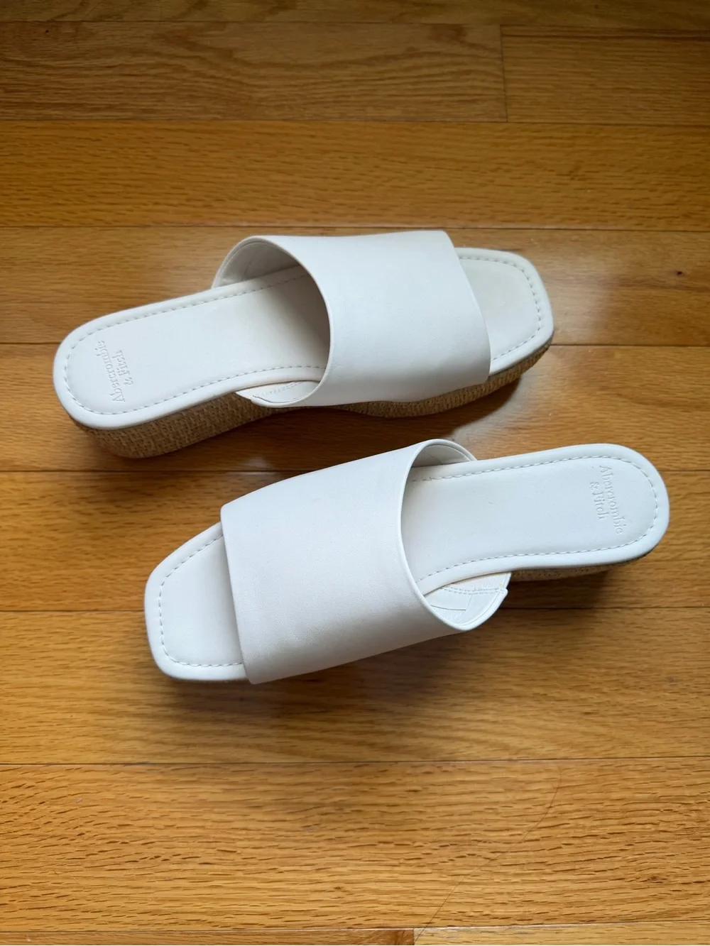 Leather Cream Platform Espadrille Slide Sandals